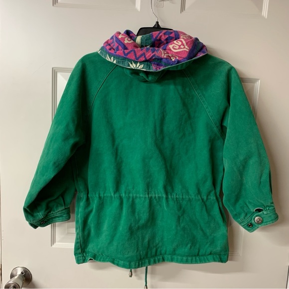 Vintage Casual Club Green 100% Cotton Drawstring Waist Lined Coat size 12 - Picture 12 of 14